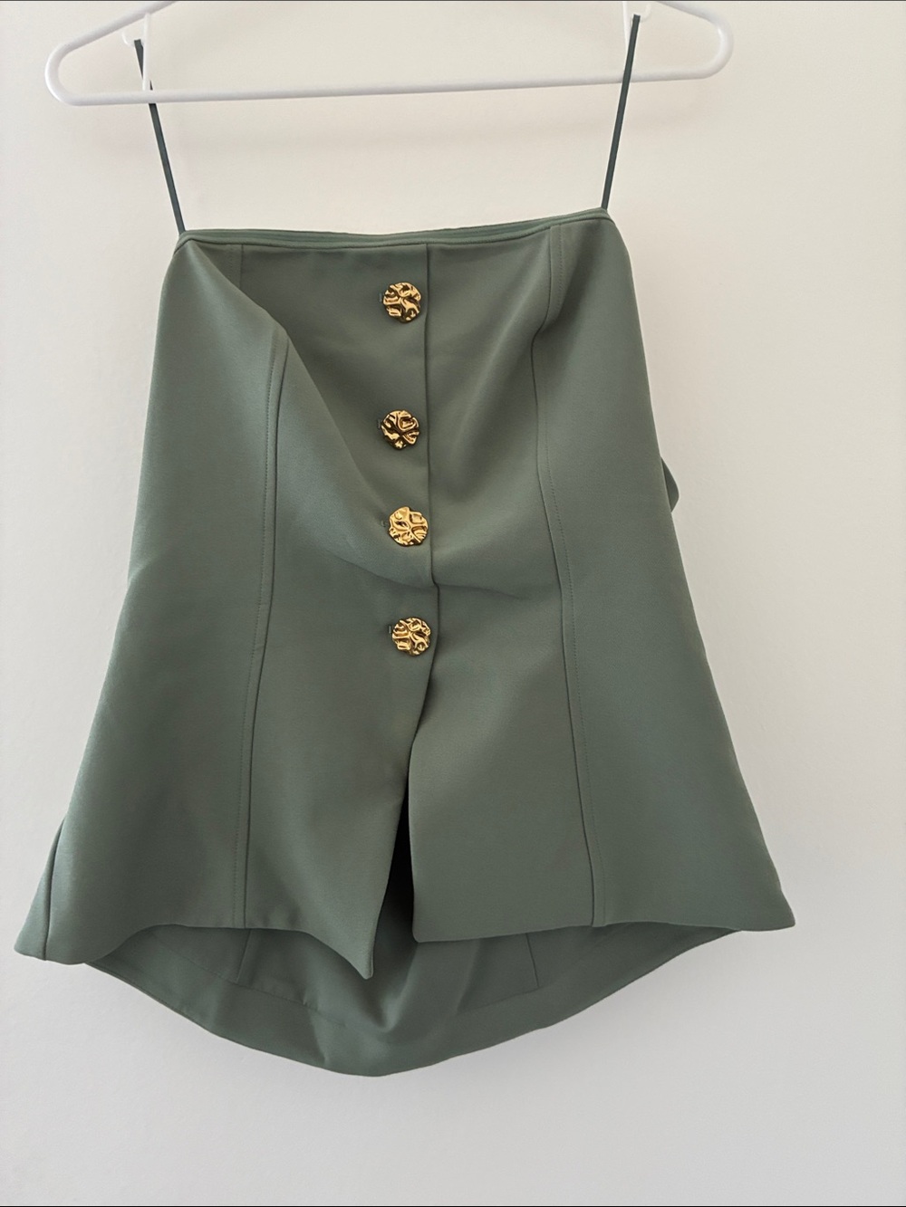 Olive Green A-Line Button-Front Skirt